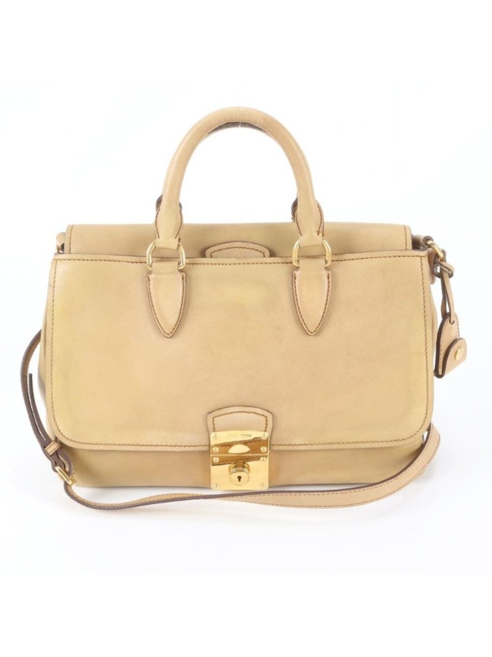 Miu Miu Vitello Leather 2-Way Shoulder Bag Crossbody Hand Brown